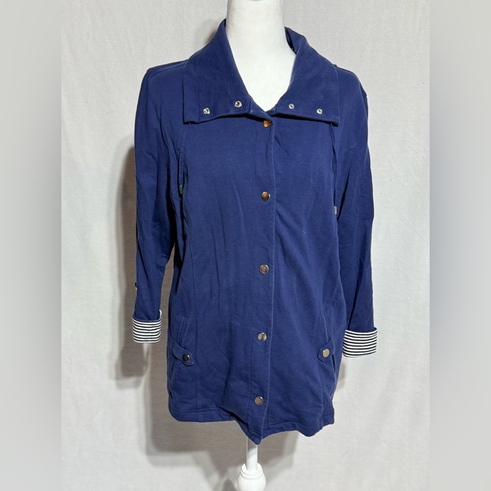 Karen Scott Blue Jacket with Collared Neckline Size Large